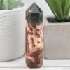 Carnelian Moss Agate Point Tower 88g 1x3.6in