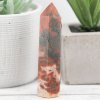 Carnelian Moss Agate Point Tower 90g 1x3.6in