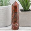 Carnelian Moss Agate Point Tower 95g 1x3.9in
