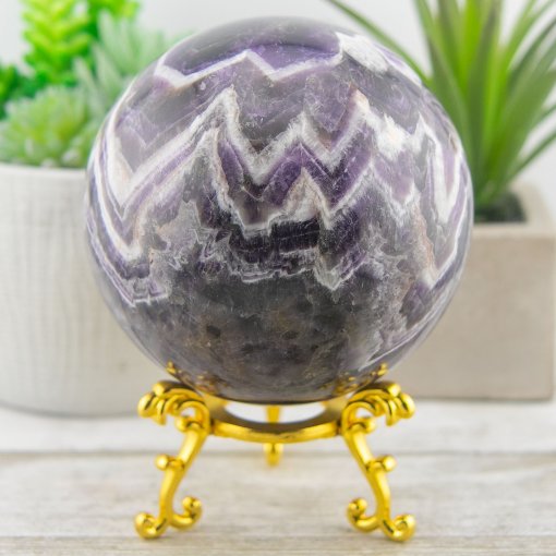 Large Dream Chevron Amethyst Sphere 1298g 96mm - Divine Schorl Crystals,  Gems and Minerals